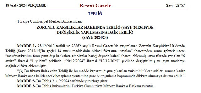 Resmı Gazete Faız Kararı