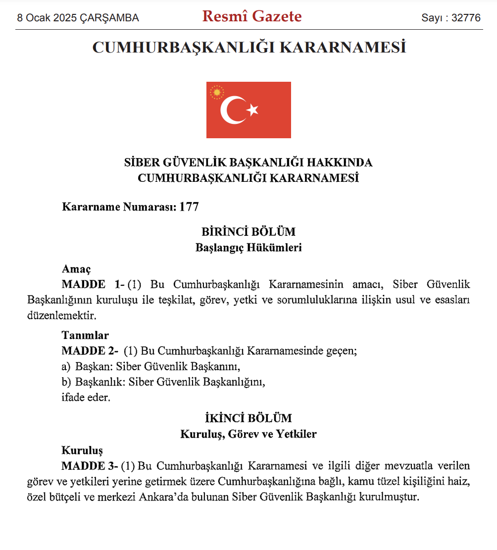 Siber Güvenlik Cumhurbaşkanlığı Kuruldu