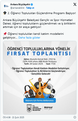 Screenshot 2025 02 22 At 09 59 36 Ankara Büyükşehir Belediyesinden Öğrencilere Destek 2. Öğrenci Toplulukları Güçlendirme Programı Başlıyor!