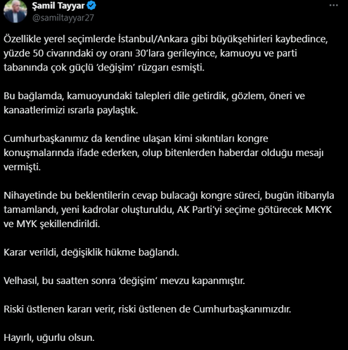 Screenshot 2025 02 24 At 09 36 00 Listeye Giremeyen Akp'li Şamil Tayyar'dan Dikkat Çeken 'Mkyk' Çıkışı