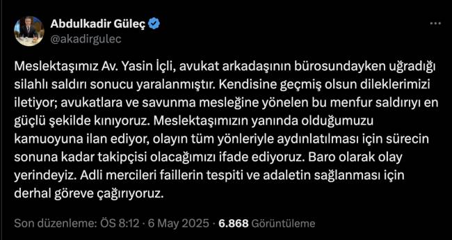 Avukat Silahli Saldirida Ayaklarindan Vurdu