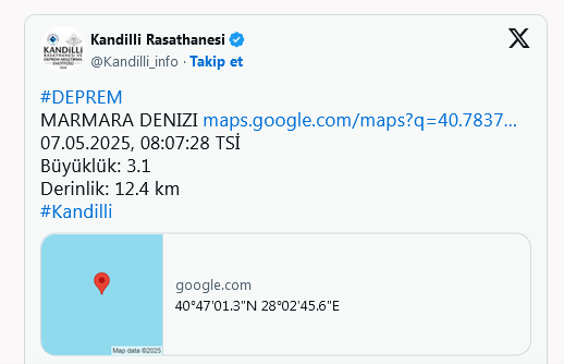 Screenshot 2025 05 07 At 10 20 07 Marmara Denizi'nde Deprem!