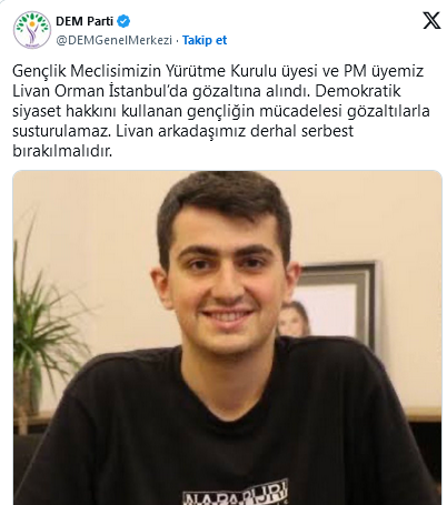 Screenshot 2025 05 20 At 09 52 04 Dem Parti Pm Üyesi Livan Orman Gözaltına Alındı