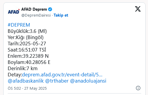 Screenshot 2025 05 27 At 17 33 20 Bingöl'de Deprem Meydana Geldi!