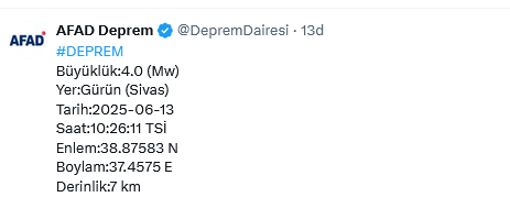 Screenshot 2025 06 13 At 10 46 26 (1) Afad Deprem (@Depremdairesi) X