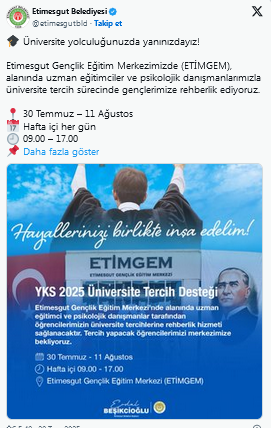 Screenshot 2025 07 29 At 11 32 30 Etimesgut Belediyesi Gençlere Üniversite Tercihinde Rehberlik Sağlıyor