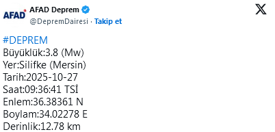 Screenshot 2025 10 27 At 09 56 59 Son Dakika... Afad Duyurdu Mersin'de Deprem