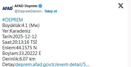 Screenshot 2025 12 12 At 20 47 42 Son Dakika 2 Bölgemizde Peş Peşe Korkutan Depremler!