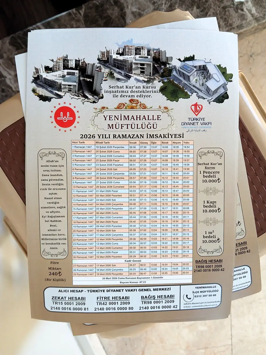 Başkent Ankara Ramazan Ayı Imsakiye