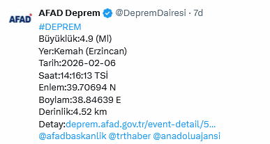Screenshot 2026 02 06 At 14 31 13 (1) Afad Deprem (@Depremdairesi) X