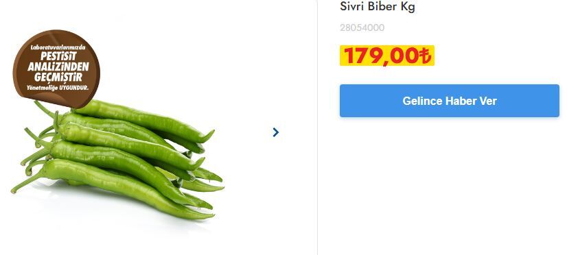 Sivri Biber Stok