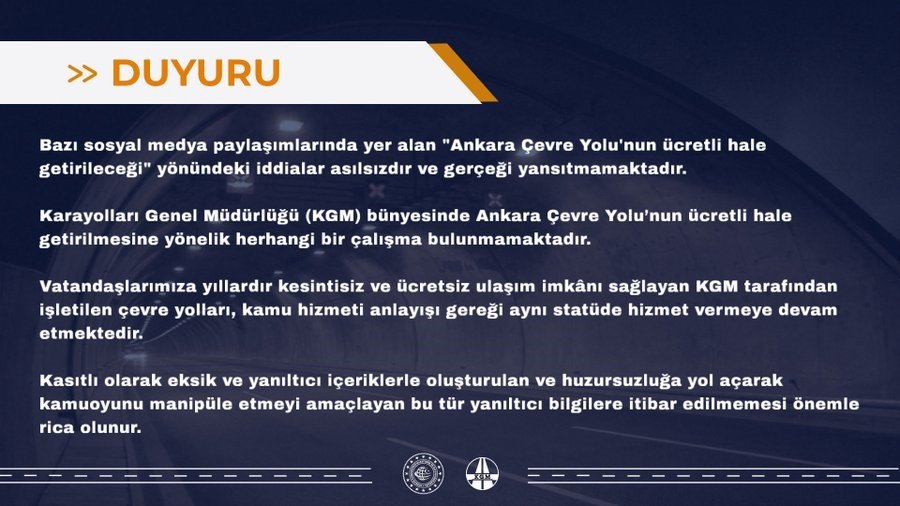 Ankara Çevre Yolu Ücretli Mi Oluyor Kgm’den Net Açıklama