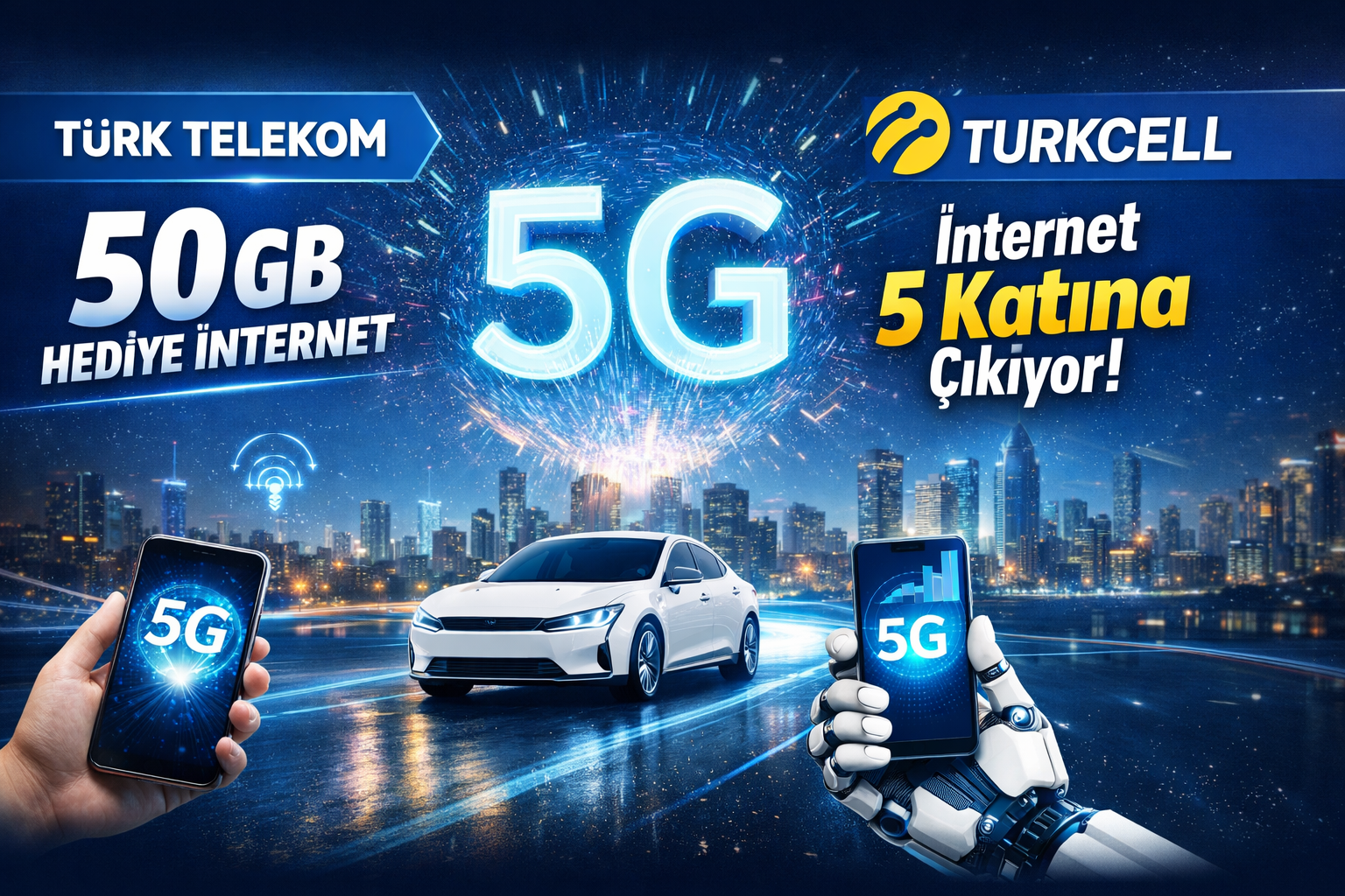 5G coşkusu kullanıcıya yaradı: Turkcell ve Türk Telekom'dan bedava internet hediyesi!