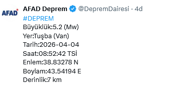 Screenshot 2026 04 04 At 09 08 50 (1) Afad Deprem (@Depremdairesi) X