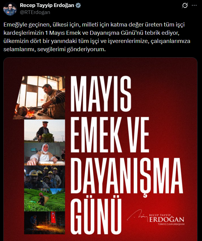 Cumhurbaşkanı Erdoğan 1 Mayıs