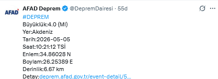 Screenshot 2026 05 05 At 11 58 27 (1) Afad Deprem (@Depremdairesi) X