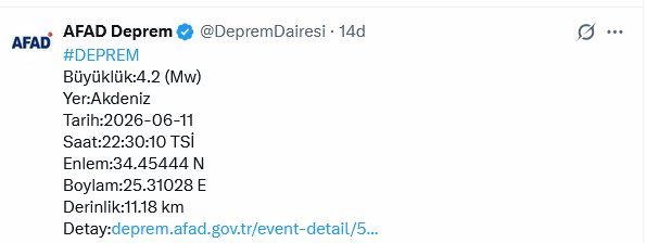 Screenshot 2026 06 11 At 22 53 14 (1) Afad Deprem (@Depremdairesi) X