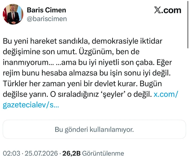 Barış Çimen Twet Soruşturma