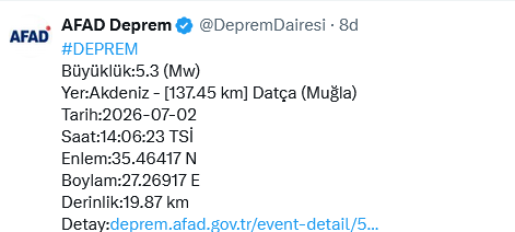 Screenshot 2026 07 02 At 14 24 12 (1) Afad Deprem (@Depremdairesi) X
