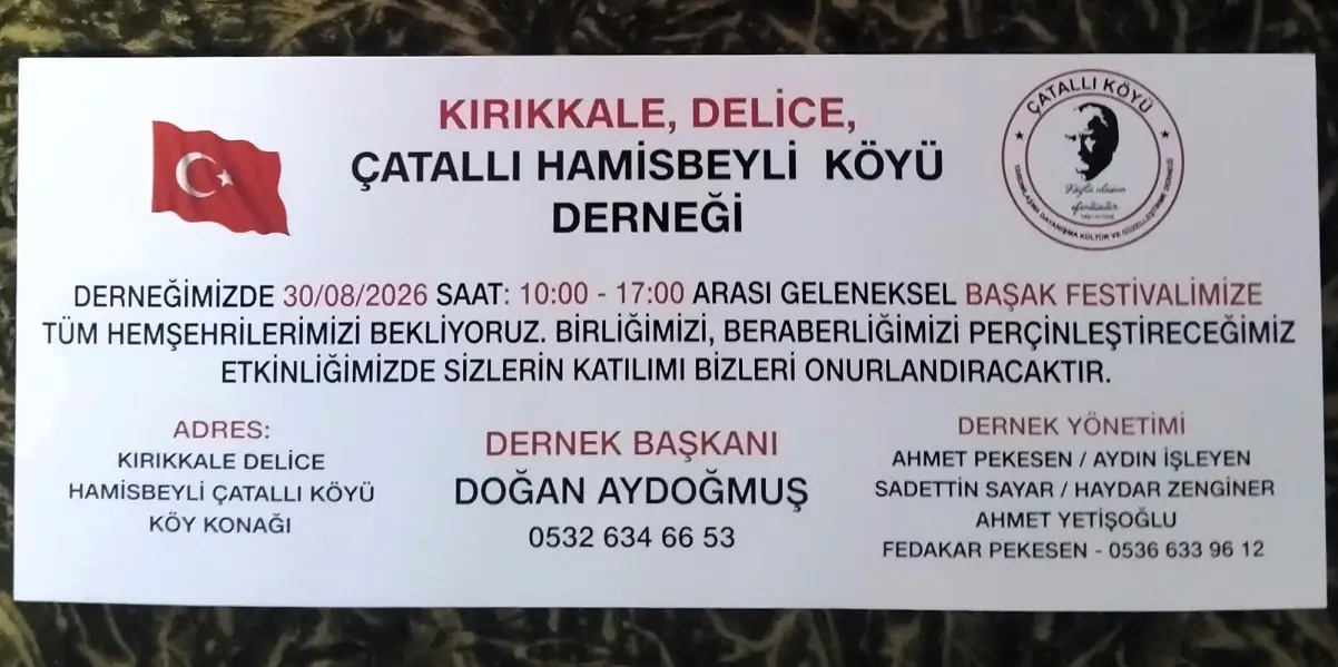 Kırıkkale Delice Hamisbeyli Çatallı Köyü Başak Festivali Davetiye