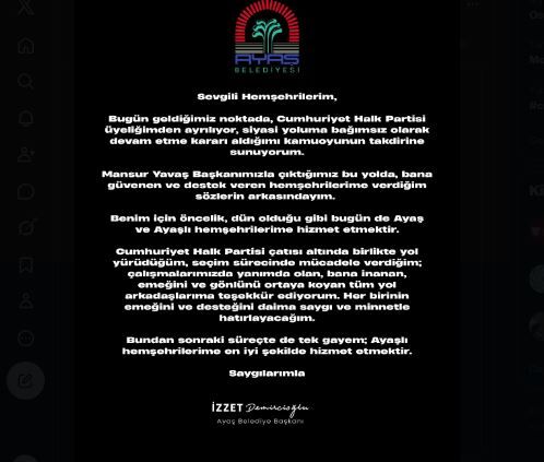 Ayaş Izzet Demircioğlu Istifa