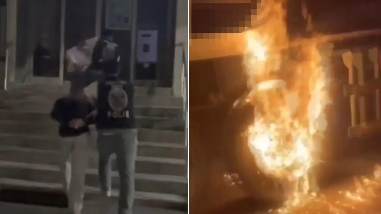 “Suç örgütü mensubuyum” diyerek para istediler: Aracı yakan iki şüpheli yakalandı