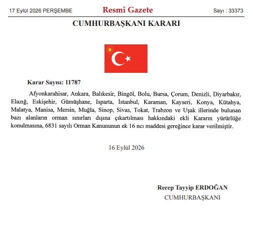 Resmi Gaazete 17 Eylül Orman