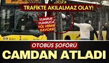 Üsküdar’da trafikte yol verme kavgası: İETT şoförü otobüs camından atladı
