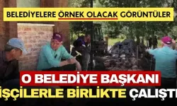 Mamak Belediye Başkanı Şahin’den örnek davranış: İşçilerle birlikte çalıştı