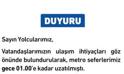 Ankara'da metro sefer saatleri uzatıldı