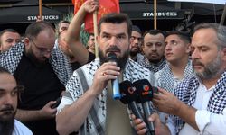 Konya’da İsrail’e tepki! Protestocular starbucks önünde toplandı