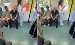Marmaray’da mide bulandıran taciz anı! Genç kızın saçını koklamaya çalışan yolcu kamerada