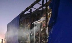 Bolu D-100’de kuruyemiş yüklü tır alev aldı!