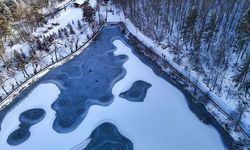 Karagöl Tabiat Parkı beyaza büründü: Göl buz tuttu kartpostallık manzaralar oluştu