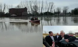 Eski Edirne Belediye Başkanı Hamdi Sedefçi taşkında mahsur kaldı: Botla tahliye edildi