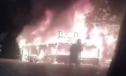 Amasya’da manav tezgahı alevlere teslim oldu