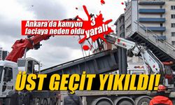 Ankara’da faciadan dönüldü: Kamyon üst geçidi yıktı