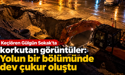 Keçiören Gülgün Sokak'ta korkutan görüntüler: Yolun bir bölümünde dev çukur oluştu