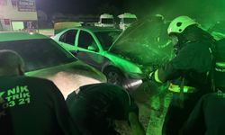 Benzin bidonuyla galerinin önüne geldi! 6 aracı birden ateşe verdi