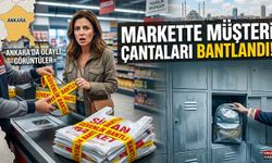Ankara’da markette tepki çeken uygulama! Müşterilerin çantalarını bantlayıp dolaba koydular