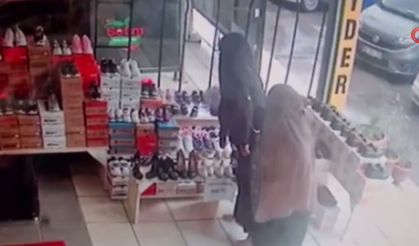 Ankara’da  ayakkabı çalmaya çalışan kadınlar kameraya böyle takıldı!