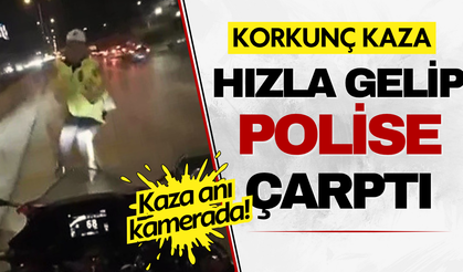 Motosiklet trafik polisine böyle çarptı!