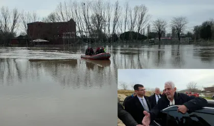 Eski Edirne Belediye Başkanı Hamdi Sedefçi taşkında mahsur kaldı: Botla tahliye edildi