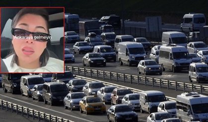 Kadın sürücü ‘Ankara’ya gelmeyin diyerek’ trafik çilesine isyan etti!