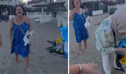 İzmir’de plajda başörtülü anne ve kıza sözlü saldırı kamerada