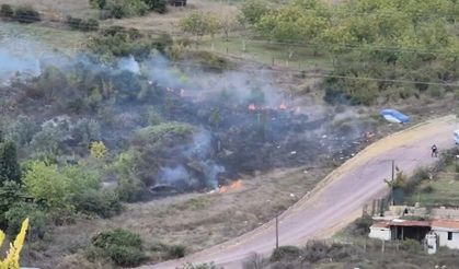 Kocaeli’de mezarlık yanındaki yeşillik alandan alevler yükseldi