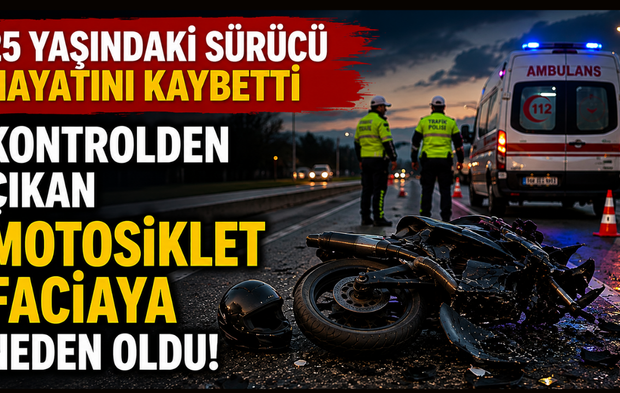 Kontrolden çıkan motosiklet faciaya neden oldu! 25 yaşındaki sürücü hayatını kaybetti