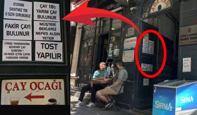 Bu da oldu: Karaköy'de duvarda asılı 'fakir çayı' ilanı sosyal medyanın diline düştü!