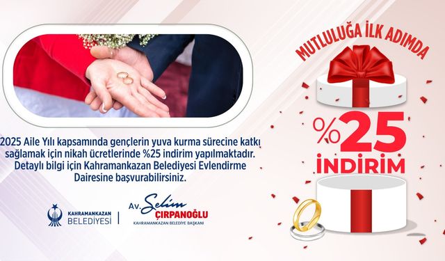 Kahramankazan Belediyesi’nden genç çiftlere nikah ücreti indirimi