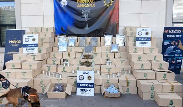 Ankara Emniyeti’nden dev operasyon! 1 buçuk tonluk skunk ele geçirildi!